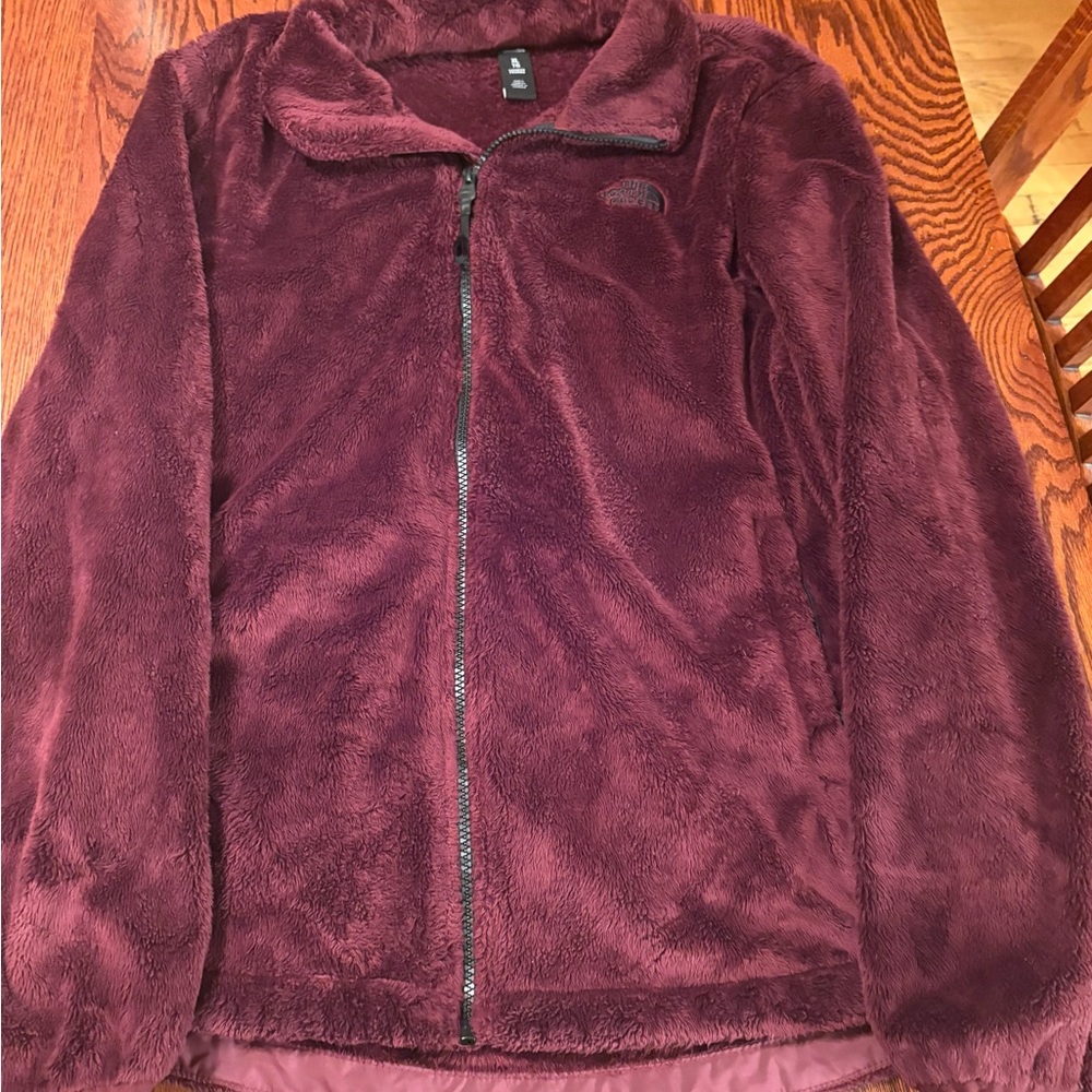 The North Face Maroon Fuzzy Fleece Zip-up Jacket
